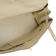 Hermes 2009 Beige Taurillon Clemence Shoulder Kelly Handbag