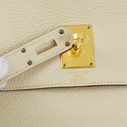 Hermes 2009 Beige Taurillon Clemence Shoulder Kelly Handbag