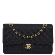 Chanel 2003-2004 Black Caviar Medium Classic Double Flap Shoulder Bag