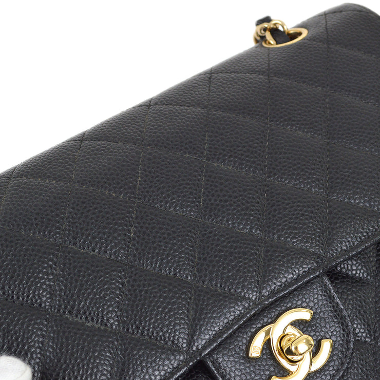 Chanel 2003-2004 Black Caviar Medium Classic Double Flap Shoulder Bag