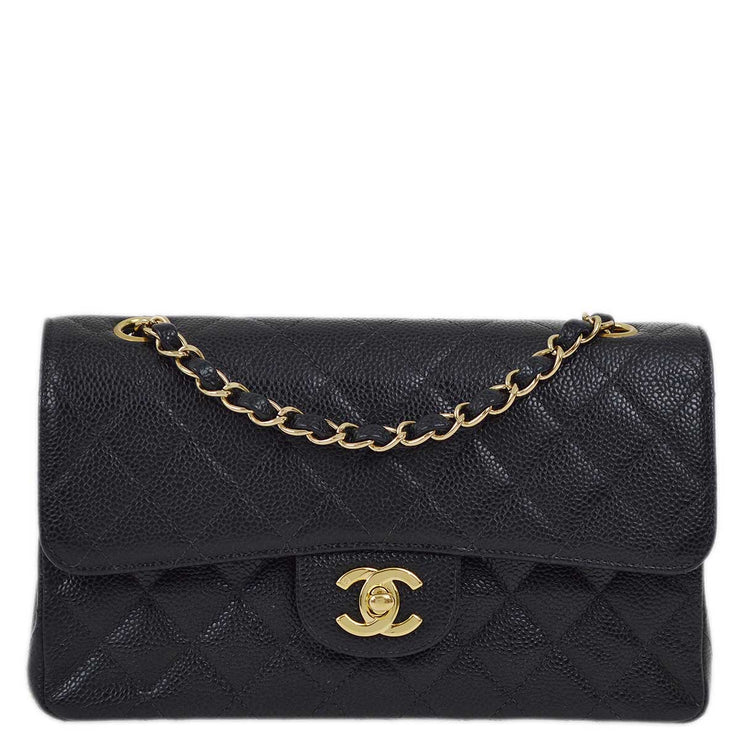 Chanel 2001-2003 Black Caviar Small Classic Double Flap Shoulder Bag