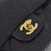 Chanel 2001-2003 Black Caviar Small Classic Double Flap Shoulder Bag