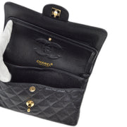 Chanel 2001-2003 Black Caviar Small Classic Double Flap Shoulder Bag