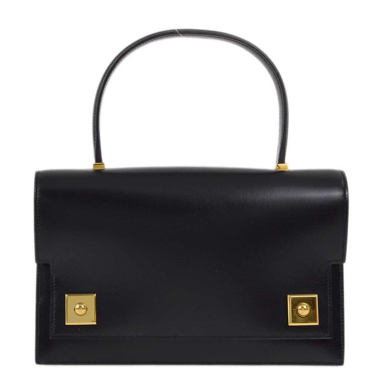 Hermes 1988 Black Box Calf Piano Handbag