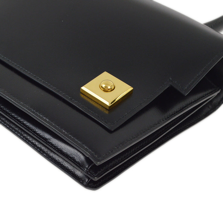 Hermes 1988 Black Box Calf Piano Handbag