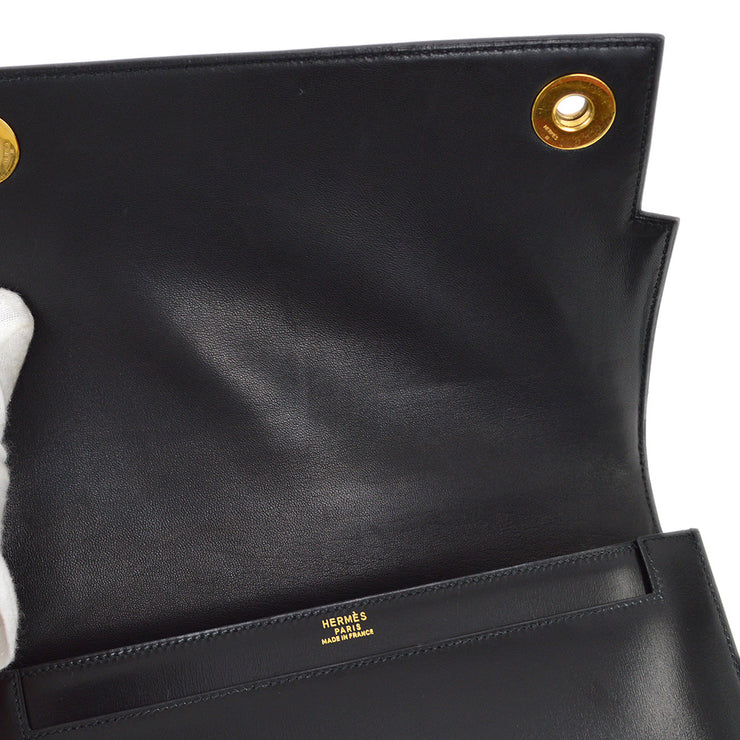 Hermes 1988 Black Box Calf Piano Handbag