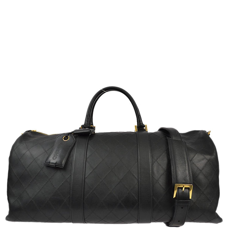 Chanel 1991-1994 Black Lambskin Bicolore 2way Duffle Handbag