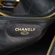 Chanel 1991-1994 Black Lambskin Bicolore 2way Duffle Handbag