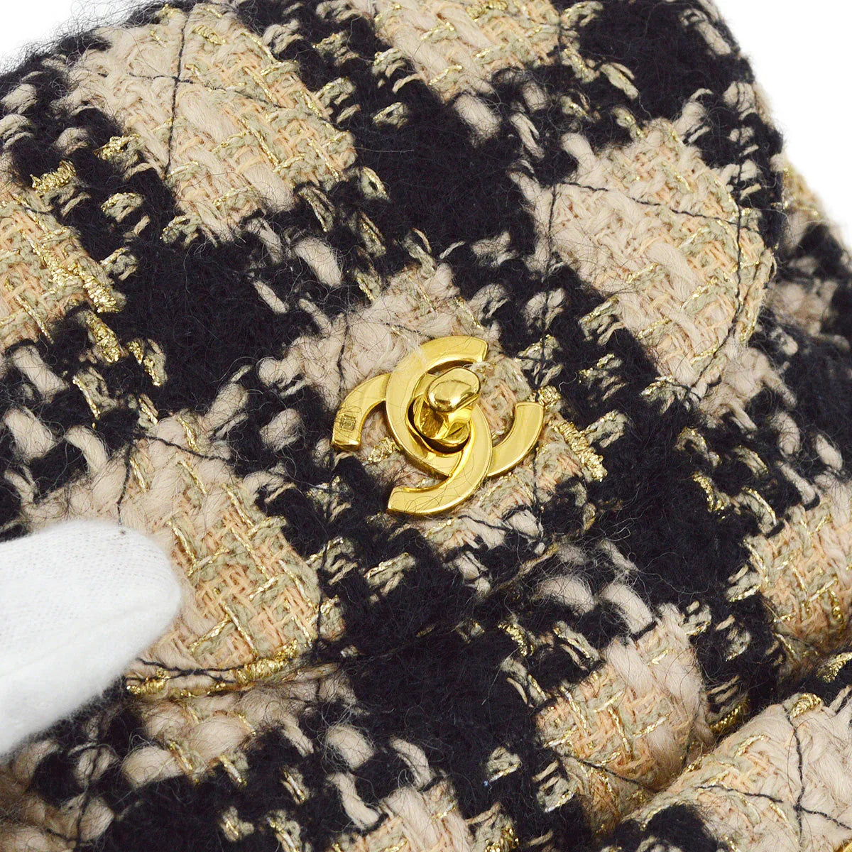 Chanel 1991-1994 Beige Tweed Duma Backpack Large