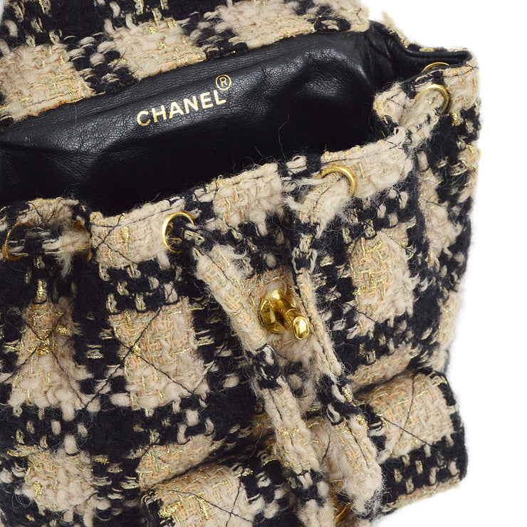 Chanel 1991-1994 Beige Tweed Duma Backpack Large