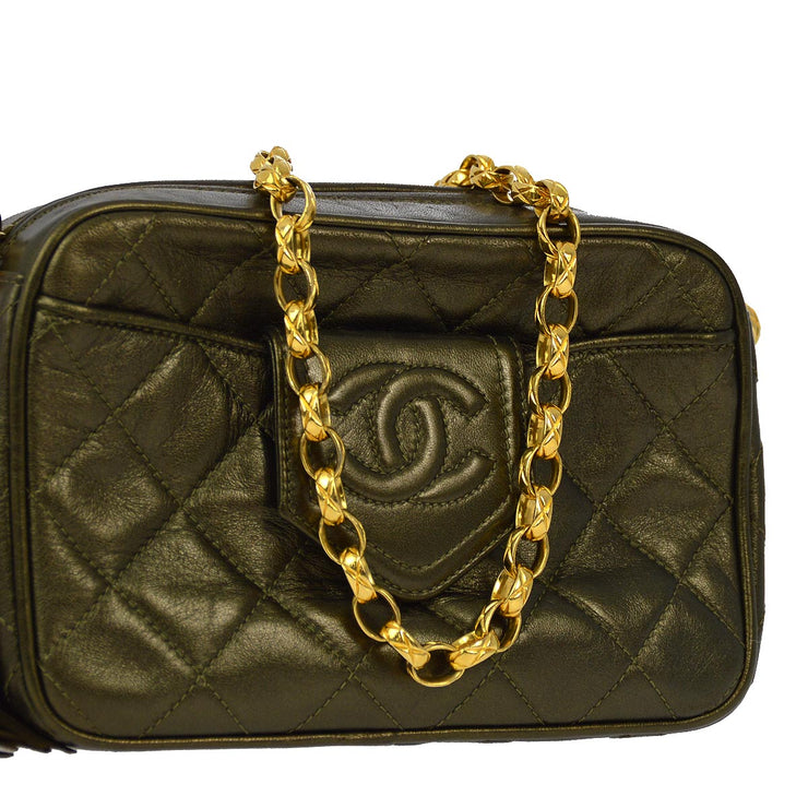 Chanel 1989-1991 Bronze Lambskin Camera Bag Mini