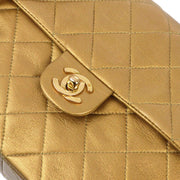 Chanel 1991-1994 Gold Lambskin Classic Square Flap Shoulder Bag 20