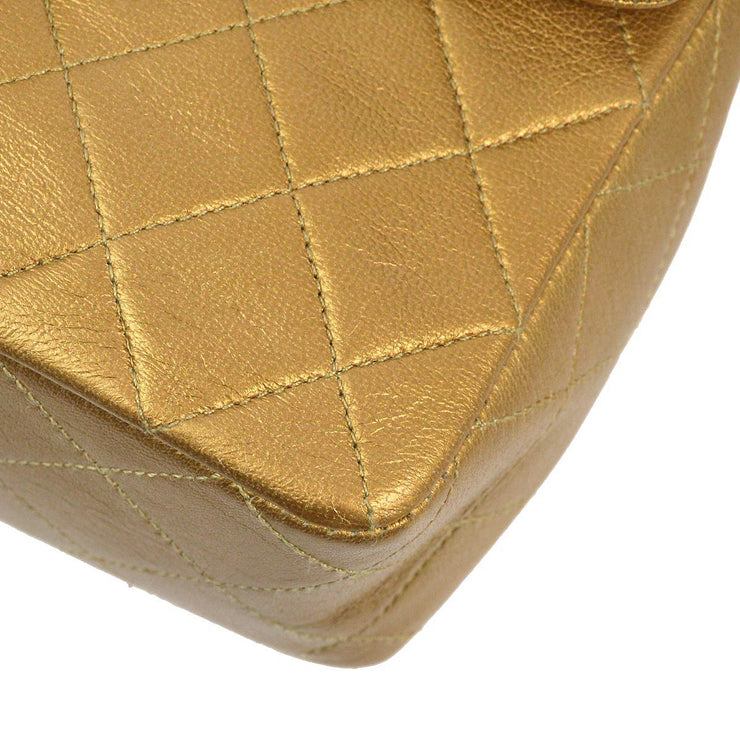 Chanel 1991-1994 Gold Lambskin Classic Square Flap Shoulder Bag 20