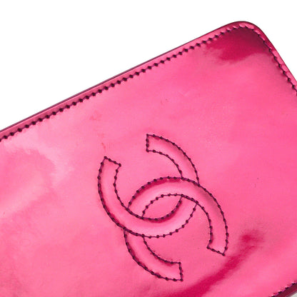 Chanel 2014 Pink Patent Leather Chain Pochette Shoulder Bag