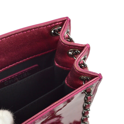 Chanel 2014 Pink Patent Leather Chain Pochette Shoulder Bag