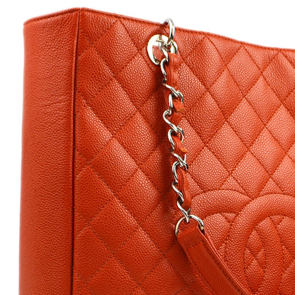 Chanel 2012 Orange Caviar Petite Shopping Tote PST Tote Handbag