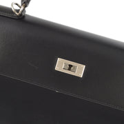 Hermes * 2003 Black Box Calf Kelly 32 Guilloche Sellier Handbag