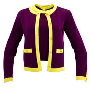 Chanel Ensemble Cardigan Short Sleeve Top Purple