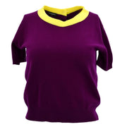 Chanel Ensemble Cardigan Short Sleeve Top Purple