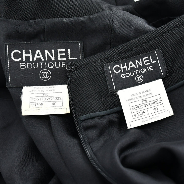 Chanel Setup Suit Jacket Skirt Black P95 #40