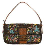 Fendi * Brown Embroidered Zucca Baguette Handbag