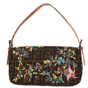 Fendi * Brown Embroidered Zucca Baguette Handbag