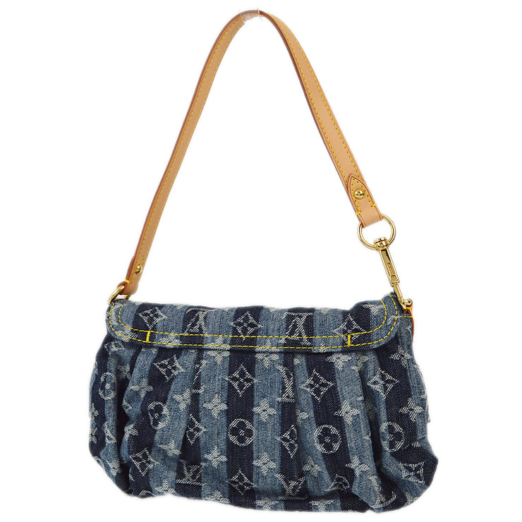 Louis Vuitton 2006 Blue Monogram Denim Mini Pleaty Raye Handbag M95333