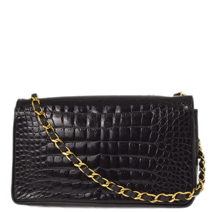 Chanel * 1986-1988 Black Crocodile Chain Shoulder Bag