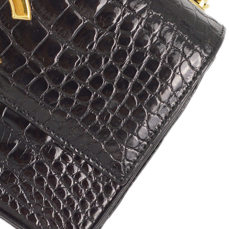 Chanel * 1986-1988 Black Crocodile Chain Shoulder Bag