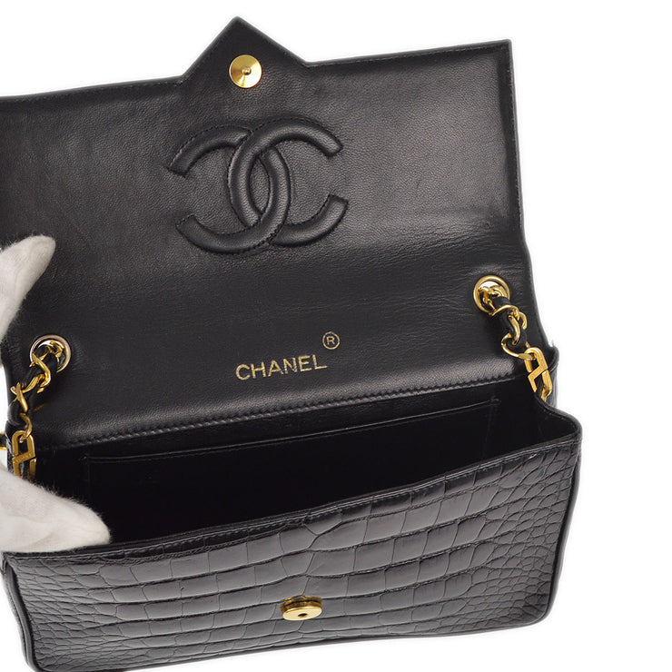 Chanel * 1986-1988 Black Crocodile Chain Shoulder Bag