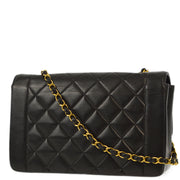 Chanel 1994-1996 Black Lambskin Medium Diana Shoulder Bag