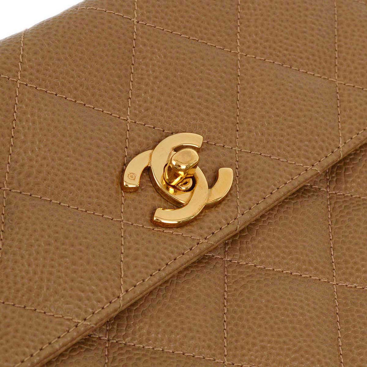 Chanel 1996-1997 Brown Caviar Straight Flap Shoulder Bag