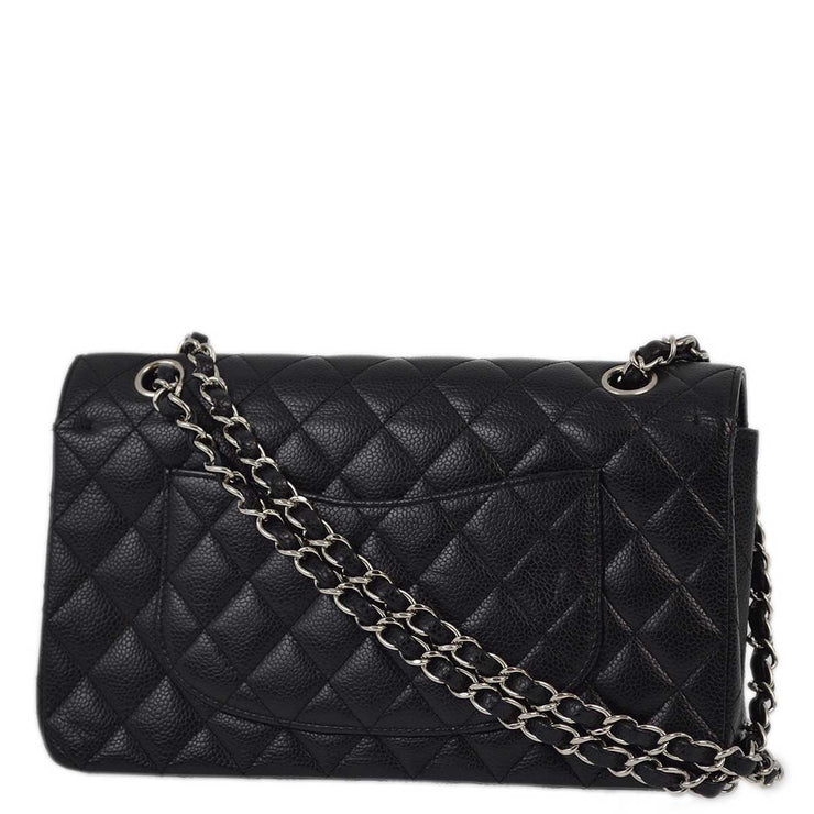 Chanel 2008-2009 Black Caviar Medium Classic Double Flap Shoulder Bag