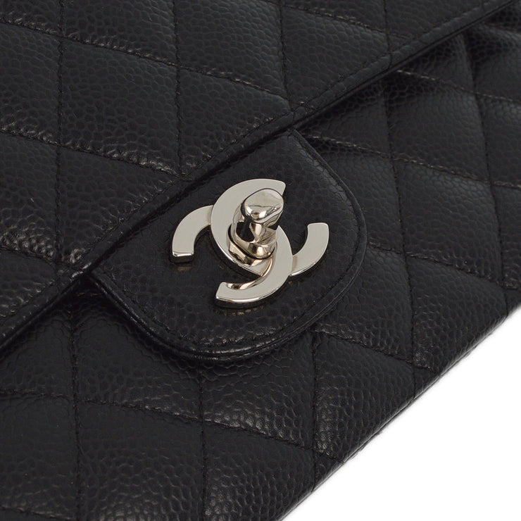 Chanel 2008-2009 Black Caviar Medium Classic Double Flap Shoulder Bag