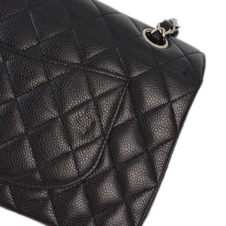 Chanel 2008-2009 Black Caviar Medium Classic Double Flap Shoulder Bag