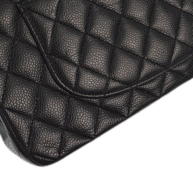 Chanel 2008-2009 Black Caviar Medium Classic Double Flap Shoulder Bag