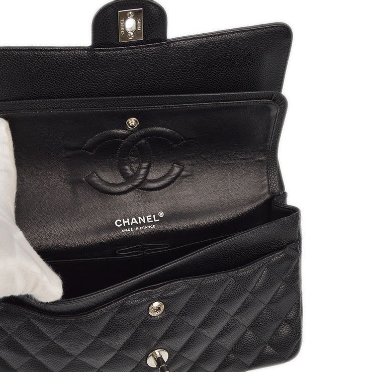 Chanel 2008-2009 Black Caviar Medium Classic Double Flap Shoulder Bag