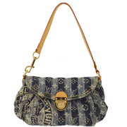 Louis Vuitton 2006 Blue Monogram Denim Mini Pleaty Raye Handbag M95333