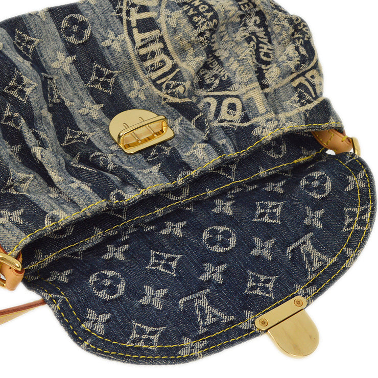 Louis Vuitton 2006 Blue Monogram Denim Mini Pleaty Raye Handbag M95333