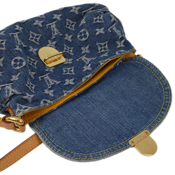 Louis Vuitton 2005 Blue Monogram Denim Mini Pleaty Handbag M95050