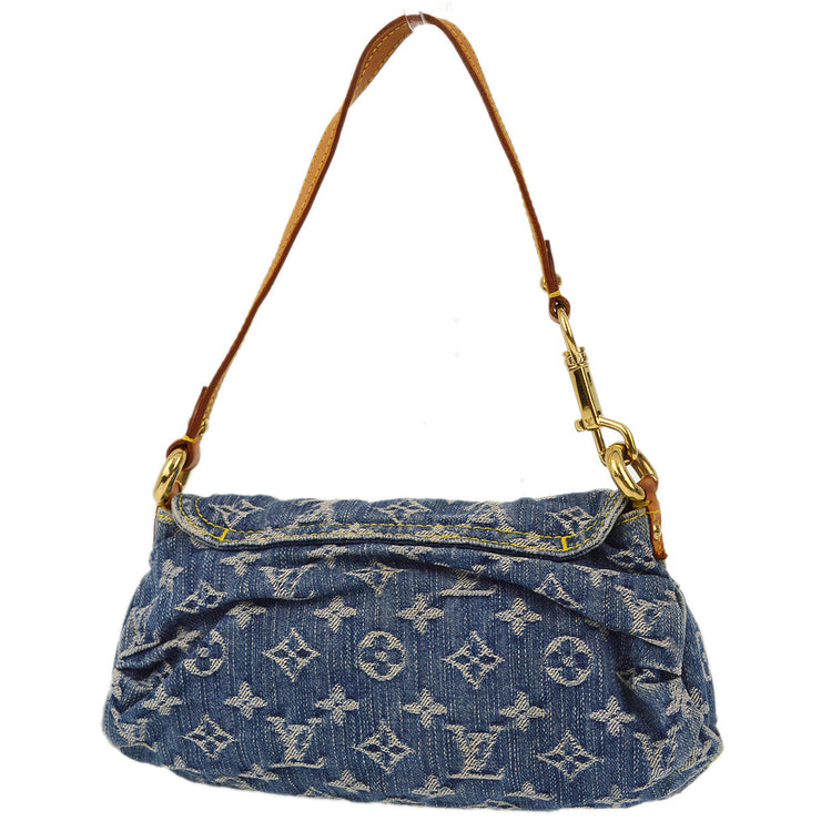 Louis Vuitton 2006 Blue Monogram Denim Mini Pleaty Handbag M95050