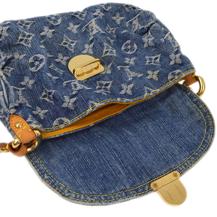 Louis Vuitton 2006 Blue Monogram Denim Mini Pleaty Handbag M95050