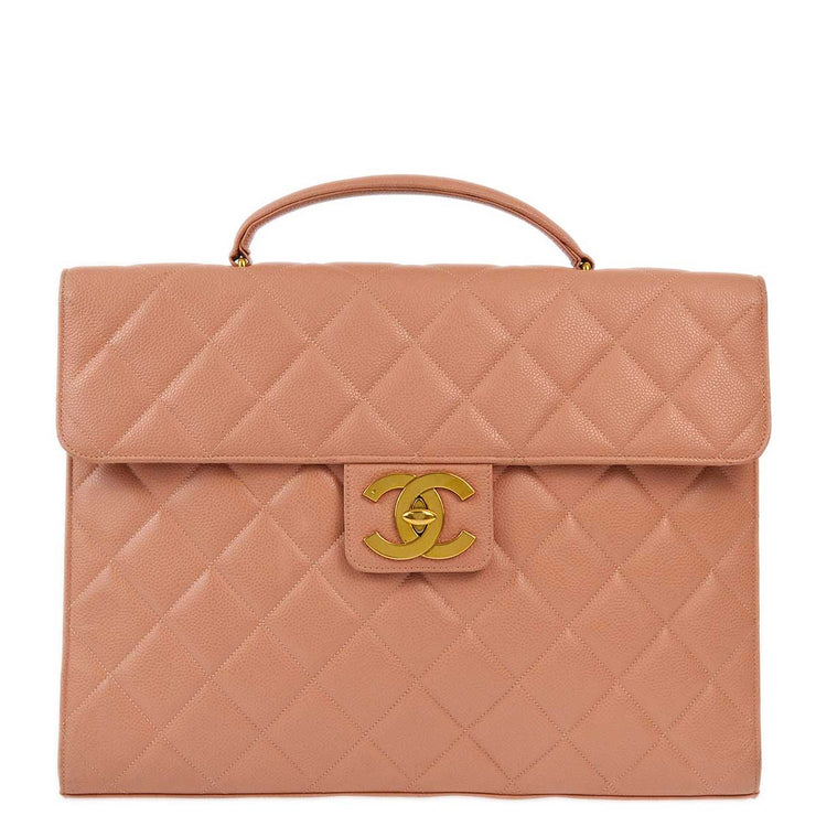 Chanel 1994-1996 Pink Caviar Briefcase Business Handbag