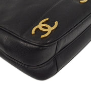 Chanel 1994-1996 Black Caviar Triple CC Shoulder Tote Bag