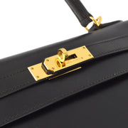 Hermes 2000 * Black Box Calf Kelly 28 Sellier 2way Shoulder Handbag