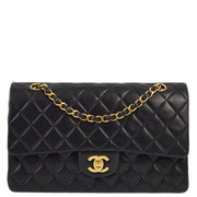 Chanel 2000-2001 Black Lambskin Medium Classic Double Flap Shoulder Bag