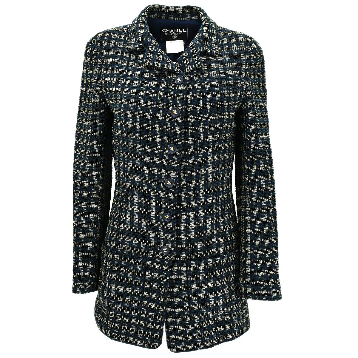 Chanel Single Breasted Jacket Navy 95A #36