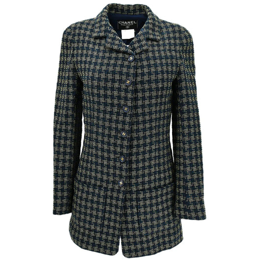 Chanel Single Breasted Jacket Navy 95A #36