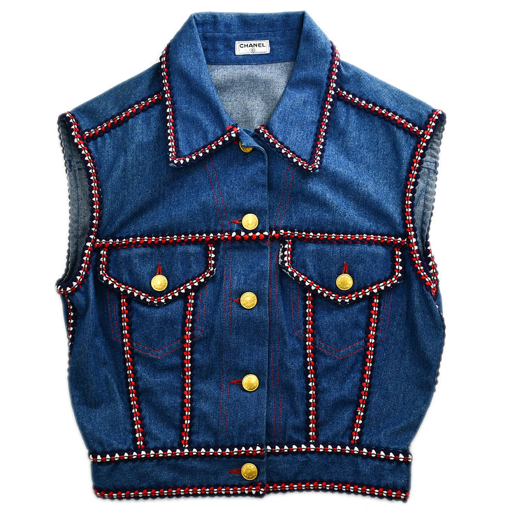 Chanel Sleeveless Vest Denim Jacket Blue