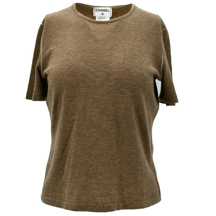 Chanel Short Sleeve Sweater Beige 99A #40